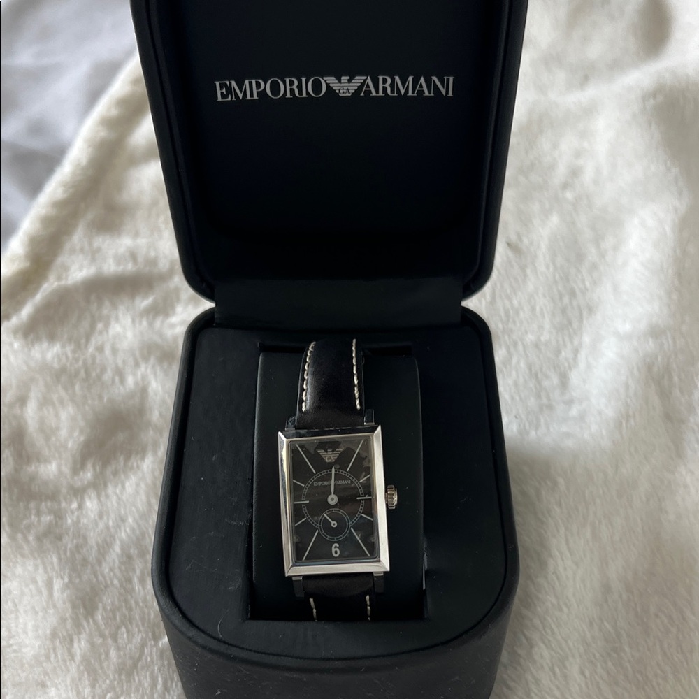 Emporio Armani Women's Watch with Black Strap and Silver Case